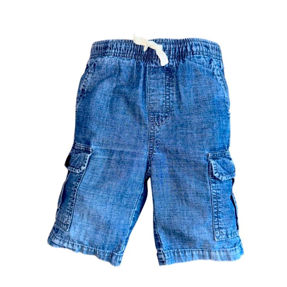 Boys Chambray Blue Cargo Shorts